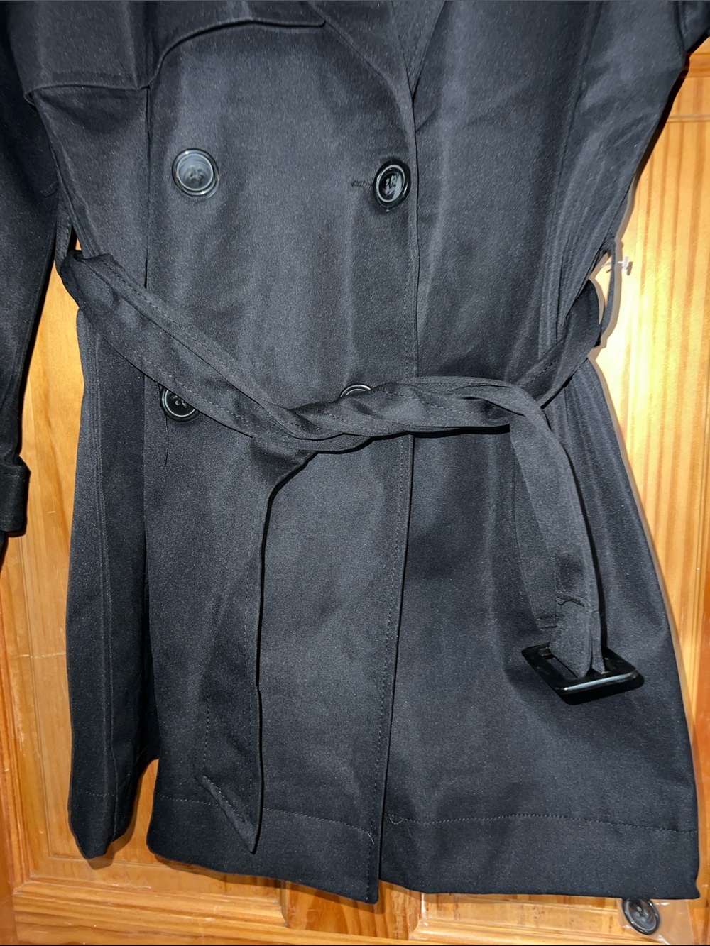 Jou Jou Black Double-Breasted Belted Trench with Epaulets [Size L] - Picture 5 of 16